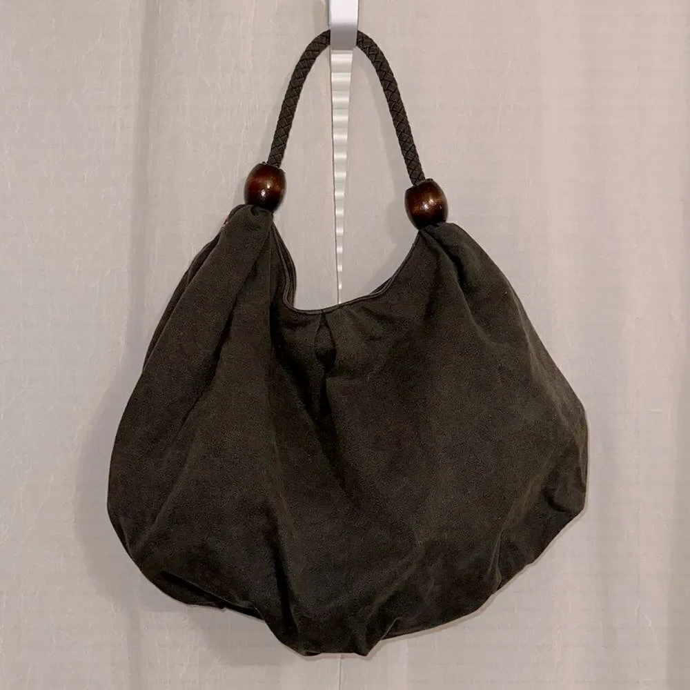 ASOS Forever New Camo Green Canvas Red Burgundy Pink Floral Embroidered Hobo Bag